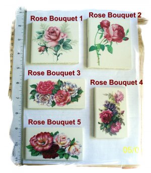 Mosaic Tiles ~ELEGANT ROSE BOUQUETS~ 1 Lg. Focal Tile