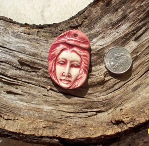 HM Pottery Ceramic *~MYSTIC MAUVE SPIRIT FACE~* Pendant