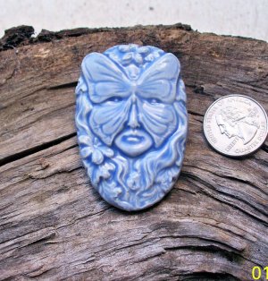 HM Pottery Ceramic *~LIGHT BLUE MASK LADY~* Tile
