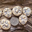 6 HM Pottery*~STONE LTBLUE HEART FACES~*Mosaic, Jewelry