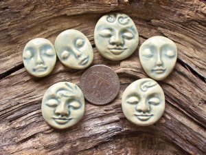 6 HM Pottery*~SEA SPRAY EMBOSSED FACES~*Mosaic, Jewelry