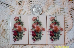 3 Mosaic Tiles ~*GORGEOUS ROSES*~ HM FOCALS CENTER