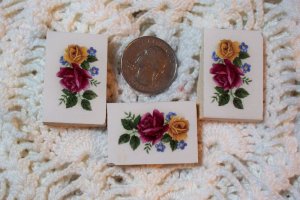3 Mosaic Tiles ~*YELLOW RED ROSES*~ HM FOCALS CENTER