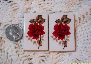 2 Mosaic Tiles ~*PRETTY RED ROSES*~ HM FOCALS CENTER