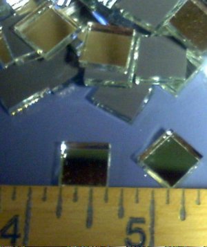 575 Mosaic Tiny Tiles~MIRROR~3/8" Sq. 1 lb -1/8" thick