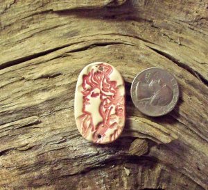 Pottery Ceramic Connecting Bead *~WILD HAIR LADY~* Bead