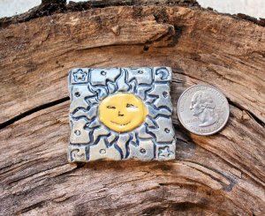 HM Pottery Ceramic *~LARGE SUN TILE~* Tile /Pendant