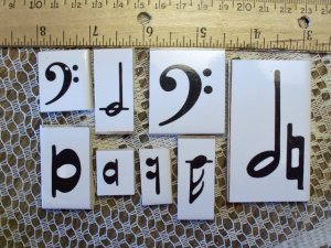 Mosaic Tiles *~MUSICAL NOTES~* 8 LG FOCALS OOAK