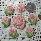 7 Gorgeous Pottery ~*PINK ROSES*~ Jewelry -Mosaic Tiles