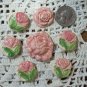 7 Gorgeous Pottery ~*PINK ROSES*~ Jewelry -Mosaic Tiles