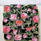 Stunning ~~PINK ROSE CHINTZ on Black~~ 50+ Mosaic Tiles