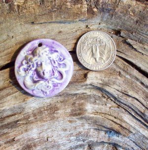 HM Pottery Tile *~PURPLE GODDESS~*1 Mosaic Tile Pendant