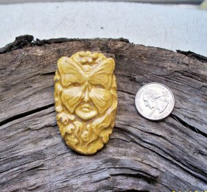 HM Pottery Ceramic *~AMBER SPIRIT MASK LADY~* Tile