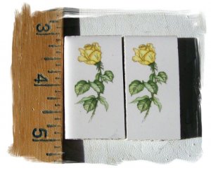 Mosaic Tiles *~LONG STEM YELLOW ROSES~* 2 LG HM Kiln