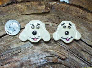 FUN 2 Pottery Pieces~*HIS & HER DOG FACES*~ Mosaic Tile
