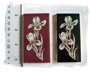 Mosaic Tiles ~WHITE IRIS on Black or Burgandy~ 1 Focal