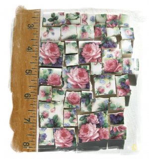 ~Shabby  PINK~ Chic ROSE CHINTZ~ 50+ Mosaic Tiles