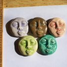Mosaic Tiles *~ROUND MOON FACES~* 5 Kiln Fired HM Clay