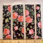 *~PINK ROSES on BLACK CHINTZ- 5 Cut-2-Fit Mosaic Tiles