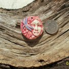 HM Pottery Pendant *~DRAGONFLY LADY FACE~* MOSAIC TILE