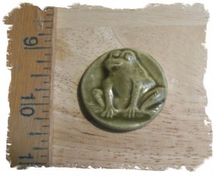 Mosaic Tiles ~MED. OLIVE FROG~ 1 Kiln Fired HM Clay