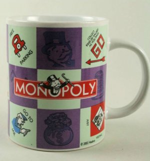 Monopoly Hasbro Coffee Mug Cup - Game Pieces 2002