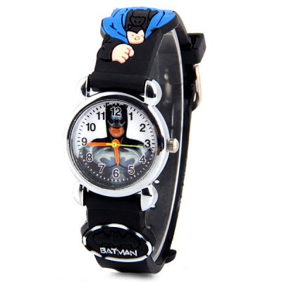 Quartz Watch with Batman Design Analog Display Silicon Band for Children
