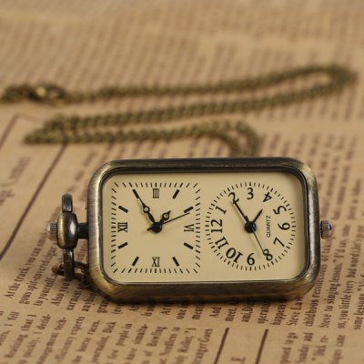 Dual Time Zone Necklace Watch