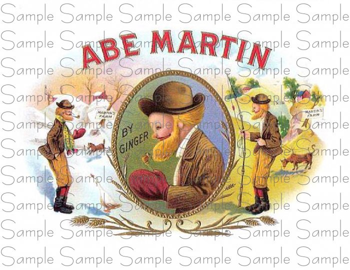 Vintage Abe Martin Cigar Box Art Printable Digital Ephemera Scrapbooking Altered Art