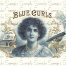 Blue Curls Digital Vintage Cigar Art Ephemera Scrapbooking Altered Art