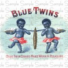 Blue Twins Digital Vintage Cigar Art Ephemera Scrapbooking Altered Art
