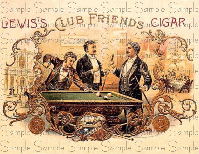Club Friends Digital Vintage Cigar Art Ephemera Scrapbooking Altered Art