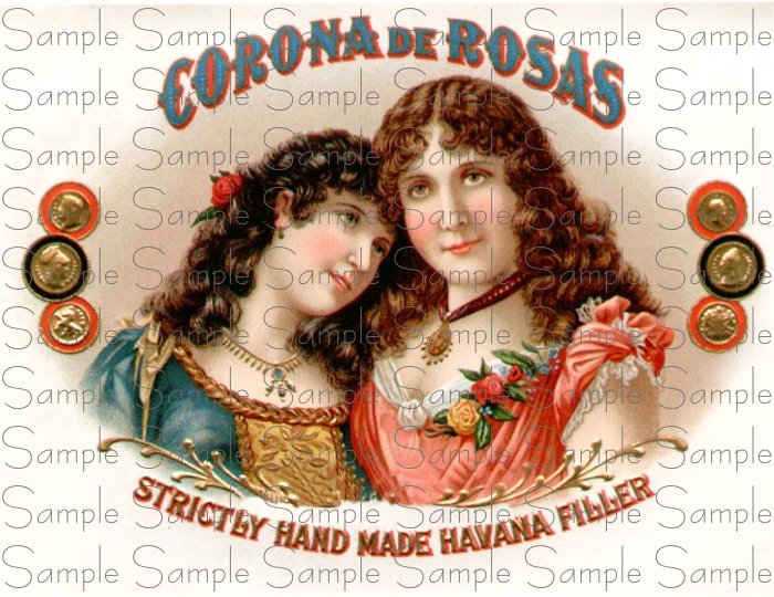 Coron De Rosas Digital Vintage Cigar Art Ephemera Scrapbooking Altered Art