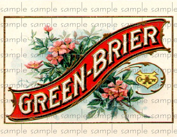 Green Brier Vintage Digital Cigar Box Art Ephemera Scrapbooking Altered Art