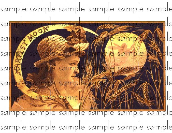 Harvest Moon Vintage Digital Cigar Box Art Ephemera Scrapbooking Altered Art