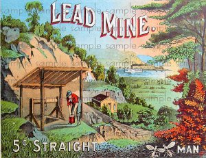 Lead Mine Vintage Digital Cigar Box Art Ephemera Scrapbooking Altered Art Decoupage