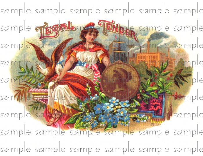 Legal Tender Vintage Digital Cigar Box Art Ephemera Scrapbooking Altered Art Decoupage