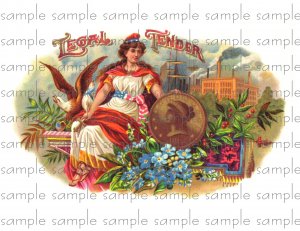 Legal Tender Vintage Digital Cigar Box Art Ephemera Scrapbooking Altered Art Decoupage