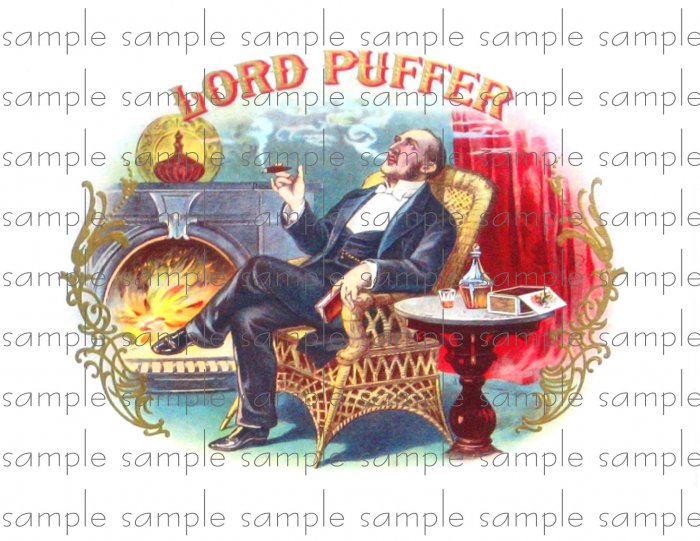 Lord Puffer Vintage Digital Cigar Box Art Ephemera Scrapbooking Altered Art Decoupage