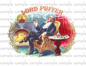 Lord Puffer Vintage Digital Cigar Box Art Ephemera Scrapbooking Altered Art Decoupage