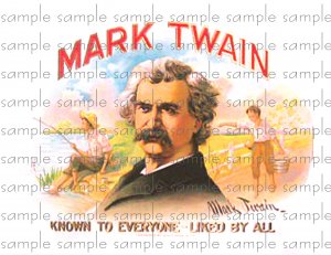 Mark Twain Vintage Digital Cigar Box Art Ephemera Scrapbooking Altered Art Decoupage