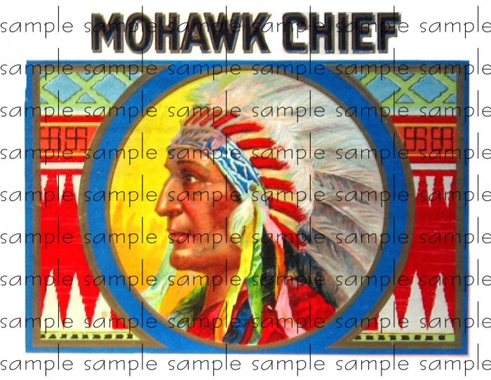 Mohawk Chief Vintage Digital Cigar Box Art Ephemera Scrapbooking Altered Art Decoupage