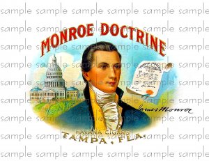 Monroe Doctrine Vintage Digital Cigar Box Art Ephemera Scrapbooking Altered Art Decoupage