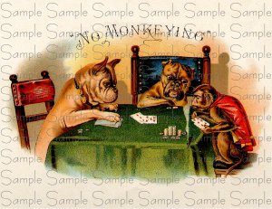 No Monkeying Vintage Digital Cigar Box Art Ephemera Scrapbooking Altered Art Decoupage