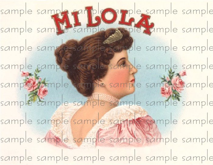 Mi Lola Digital Cigar Box Art Ephemera Scrapbooking Altered Art Decoupage
