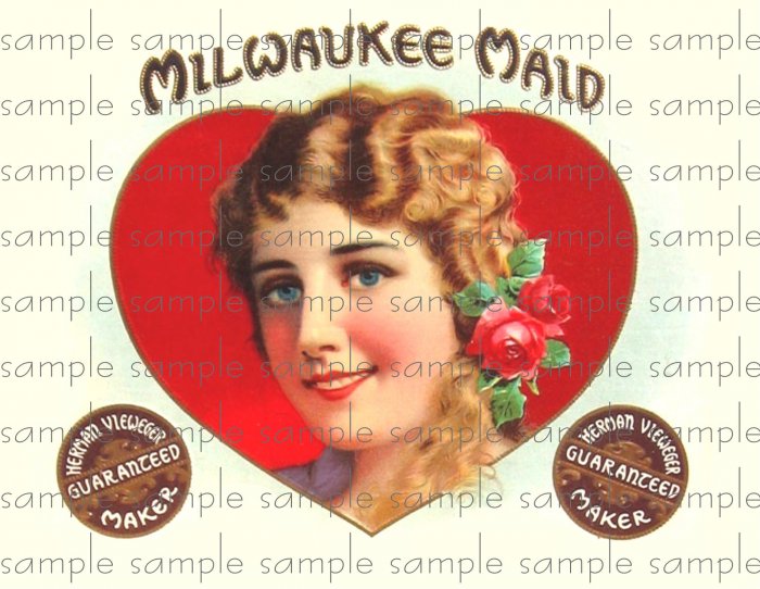 Milwalkie Maid Digital Cigar Box Art Ephemera Scrapbooking Altered Art Decoupage