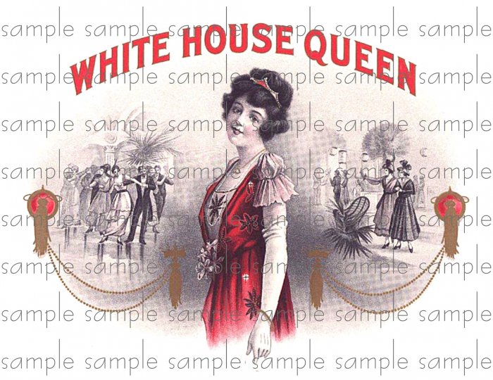 White House Queen Cigar Box Art Ephemera Scrapbooking Altered Art Decoupage