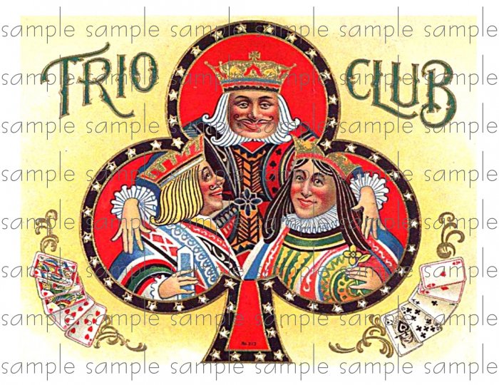 Trio Club Cigar Box Art Ephemera Scrapbooking Altered Art Decoupage