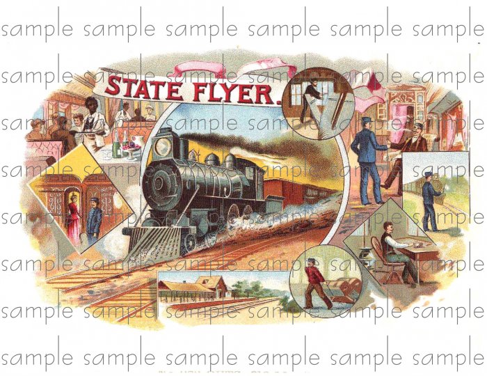 State Flyer Vintage Digital Cigar Box Art Ephemera Scrapbooking Altered Art Decoupage