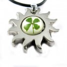Real Four 4 Leaf Clover Necklace Pendant Sun With Strap